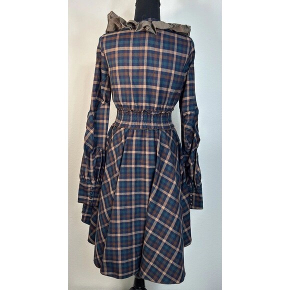 Vicky and Lucas Plaid Flannel Ruffle Retro Steampunk Dress Size Small (4/6) - Picture 2 of 13